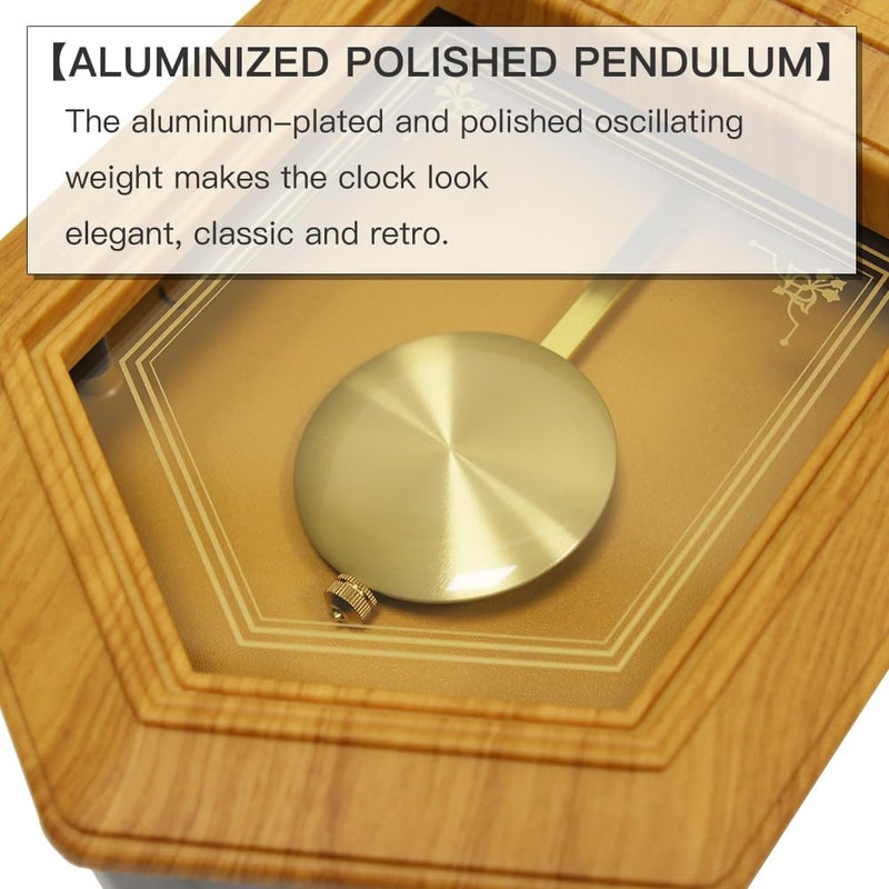 BESTIME 66236A Plastic Pendulum Clock Wood Grain Color.Sturdy Frame.Westminster Chime Every Hour,Elegant,Traditional Schoolhouse,Home,Office,Living Room,Bedroom. - Image 3
